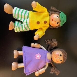 Vintage rope girl and boy dress up dolls